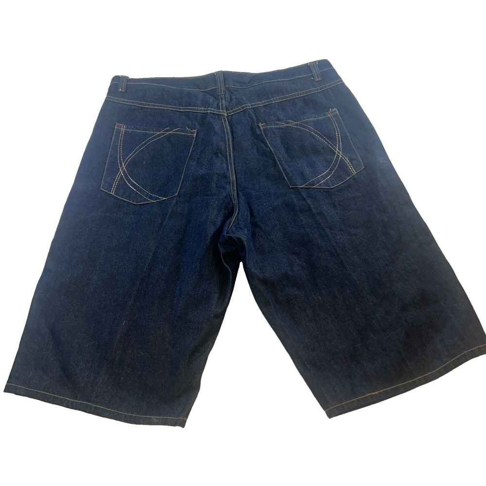 Karl Kani Gold Jean Shorts Mens Size 40 Blue Denim Baggy Hip Hop Skater Y2K